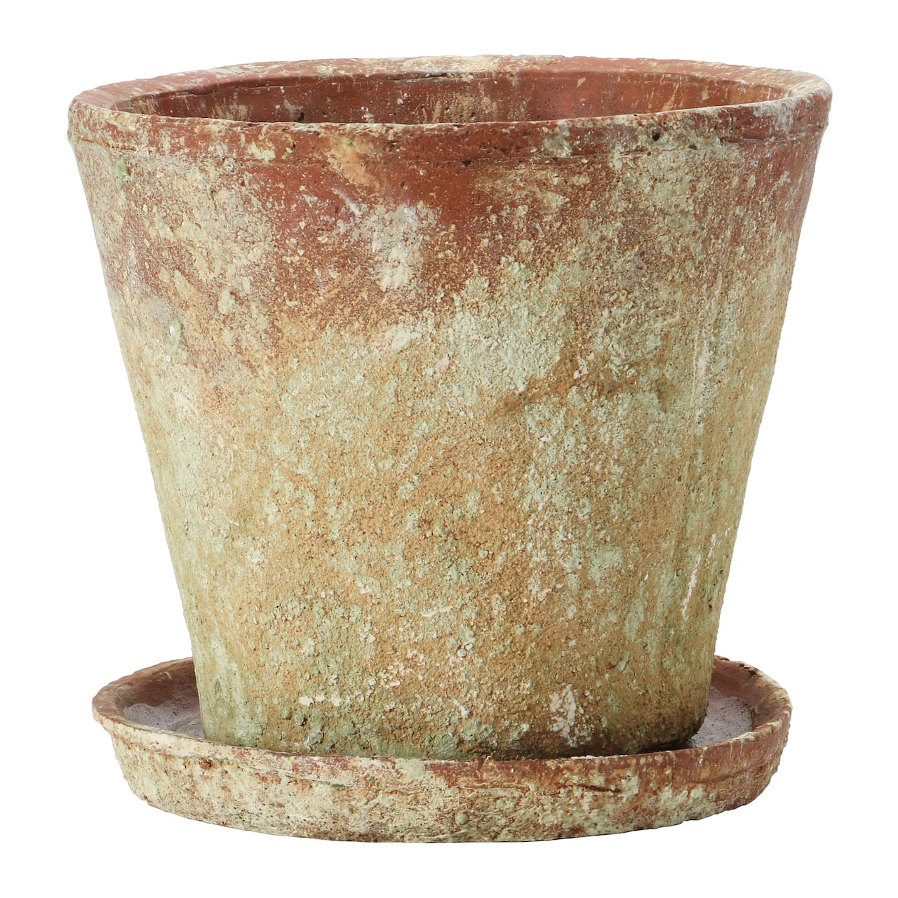 Hello Honey® Distressed Terracotta Cement Planter with Saucer Set
